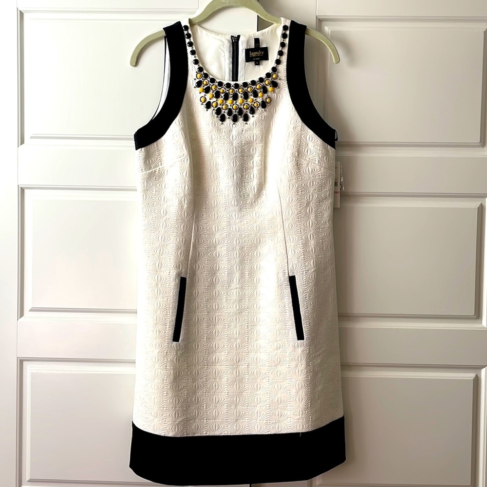 Laundry 6 NWT white black beaded sleeveless shift dress